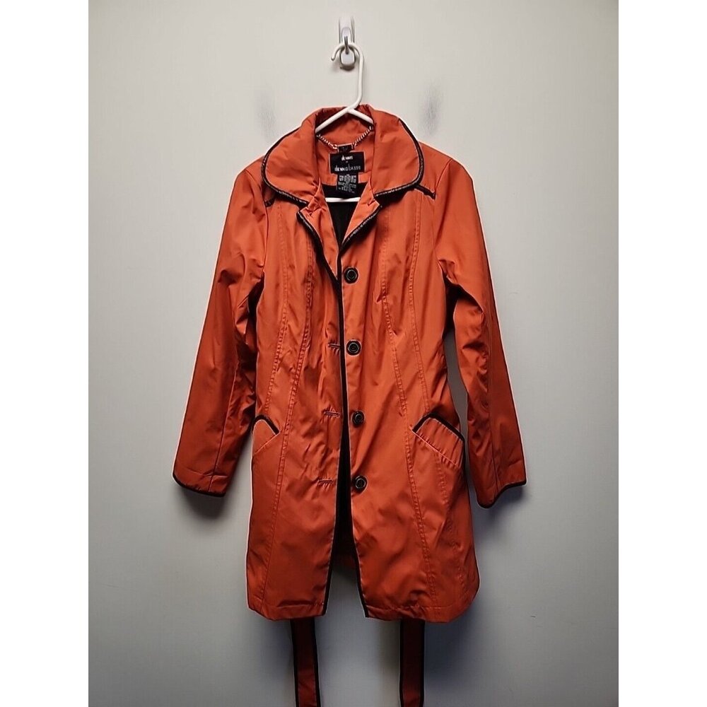 Dennis Basso Orange Pea Dress Coat Lined Button Womens Size XS